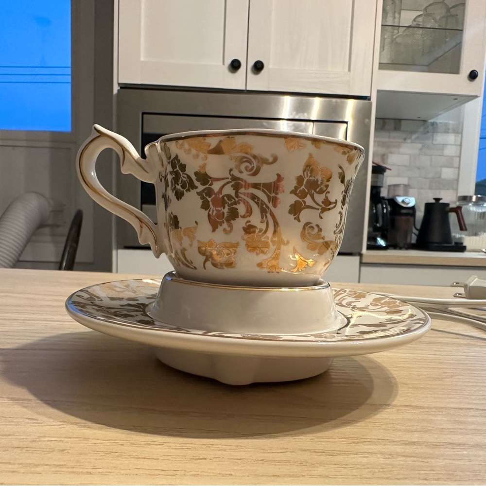 Scentsy Gold and Cream Decorative Cup and Saucer